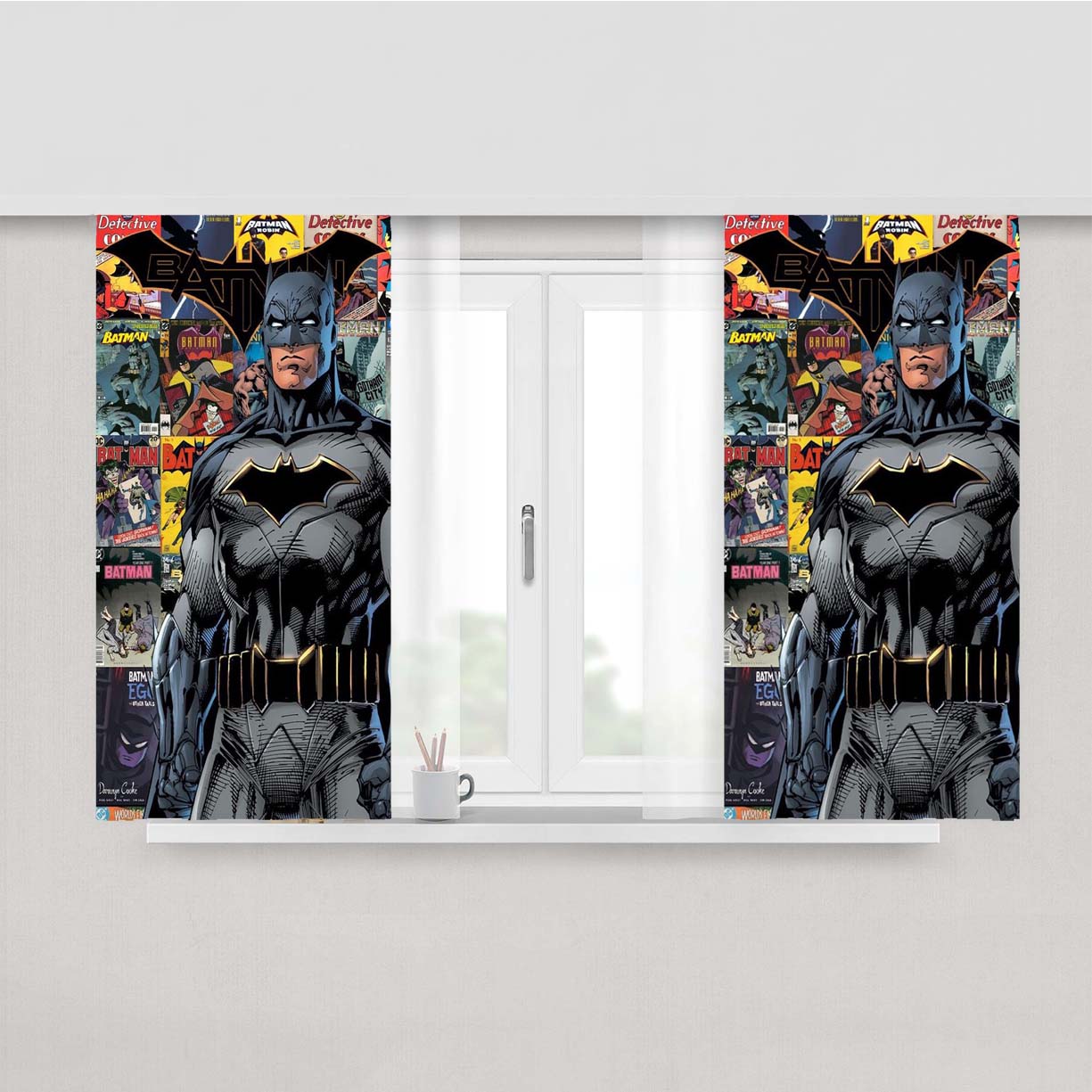 Batman Cartoon 789 Peach Skin Window Curtains
