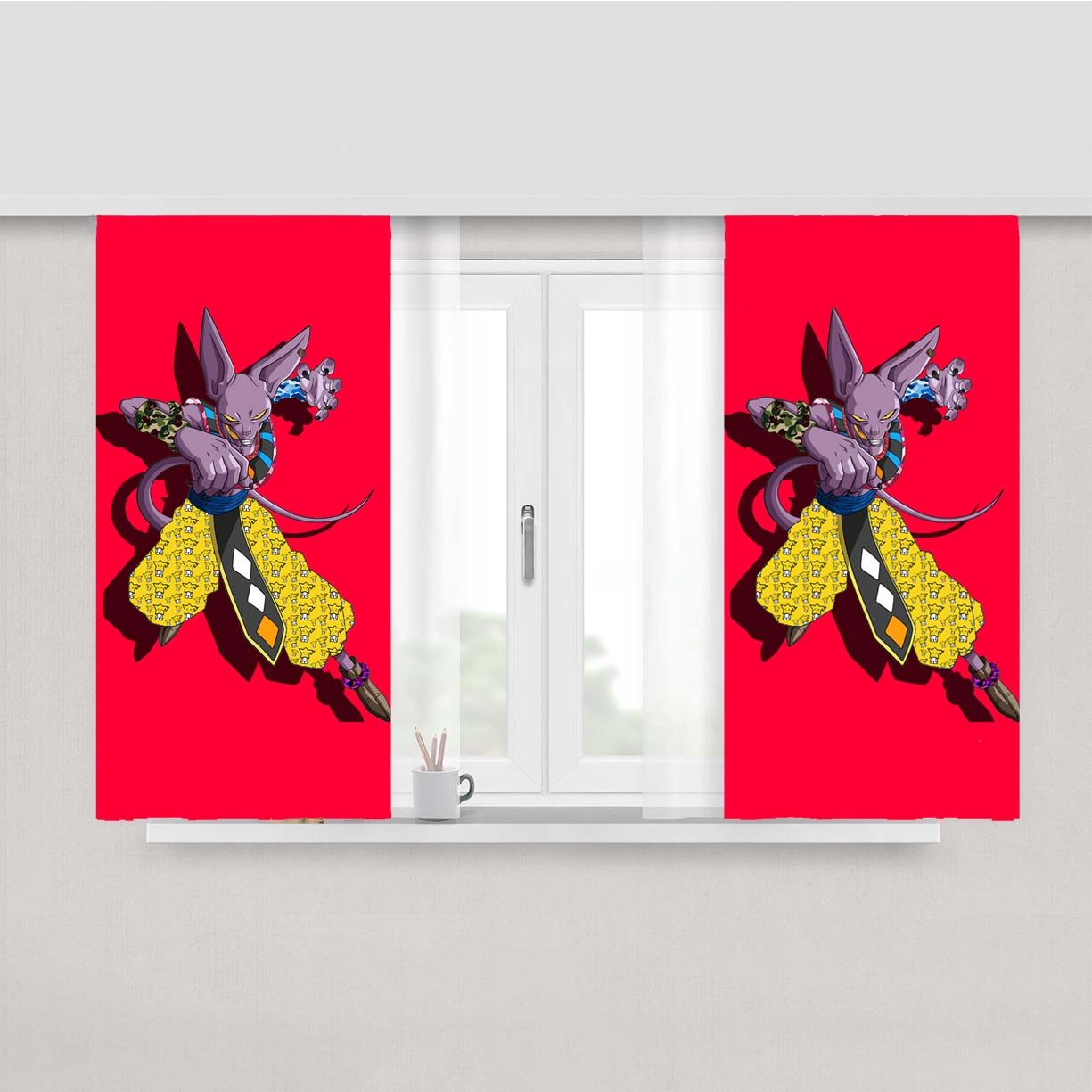 Beerus X Pattern Bape Custome Peach Skin Window Curtains