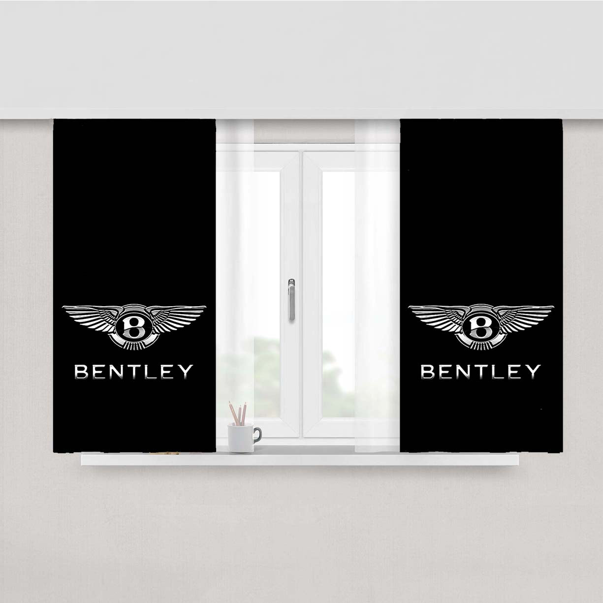 Bentley Continental Logo Peach Skin Window Curtains