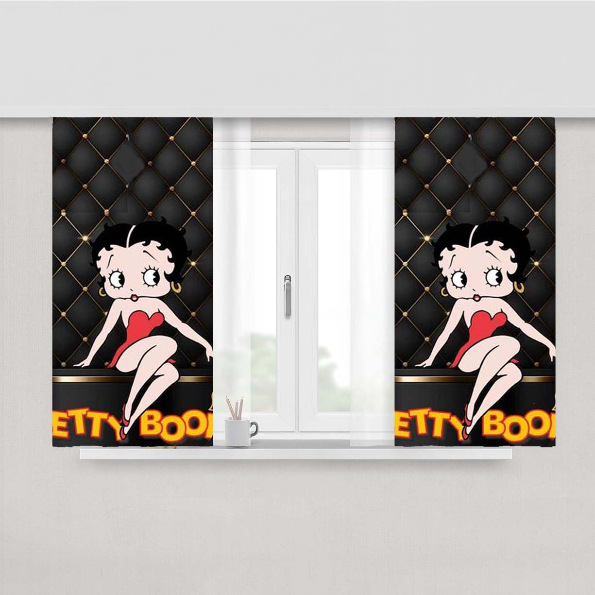 Betty Boop Peach Skin Window Curtains