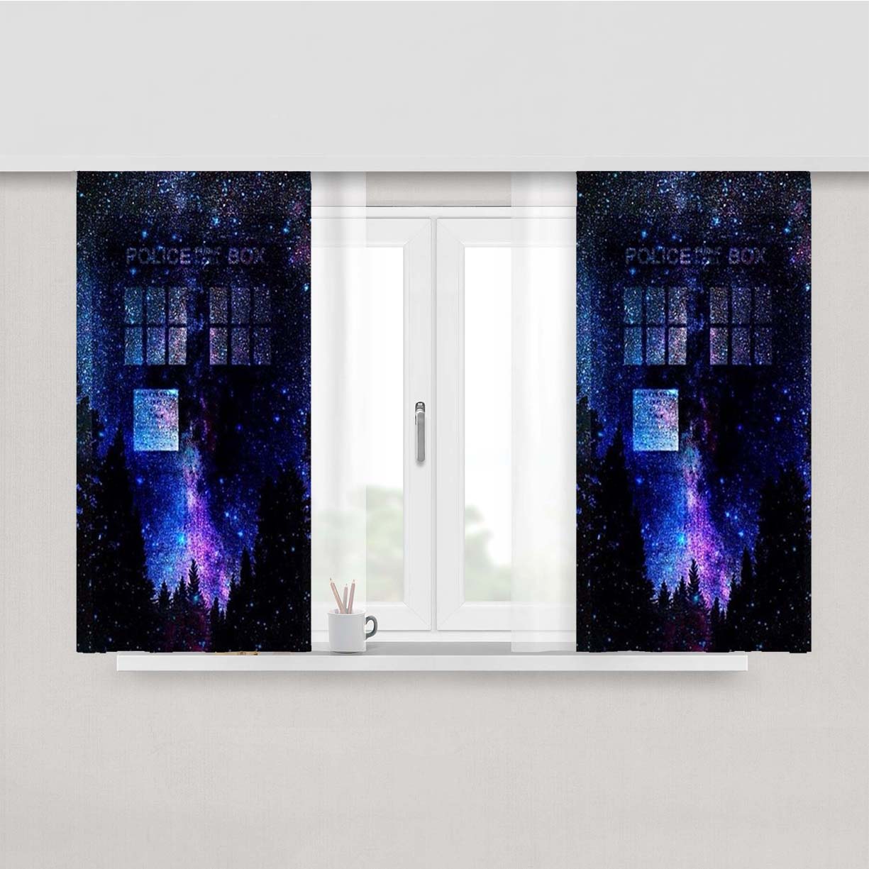 Bluetardis Tenth Doctor Dr Who In Space Peach Skin Window Curtains
