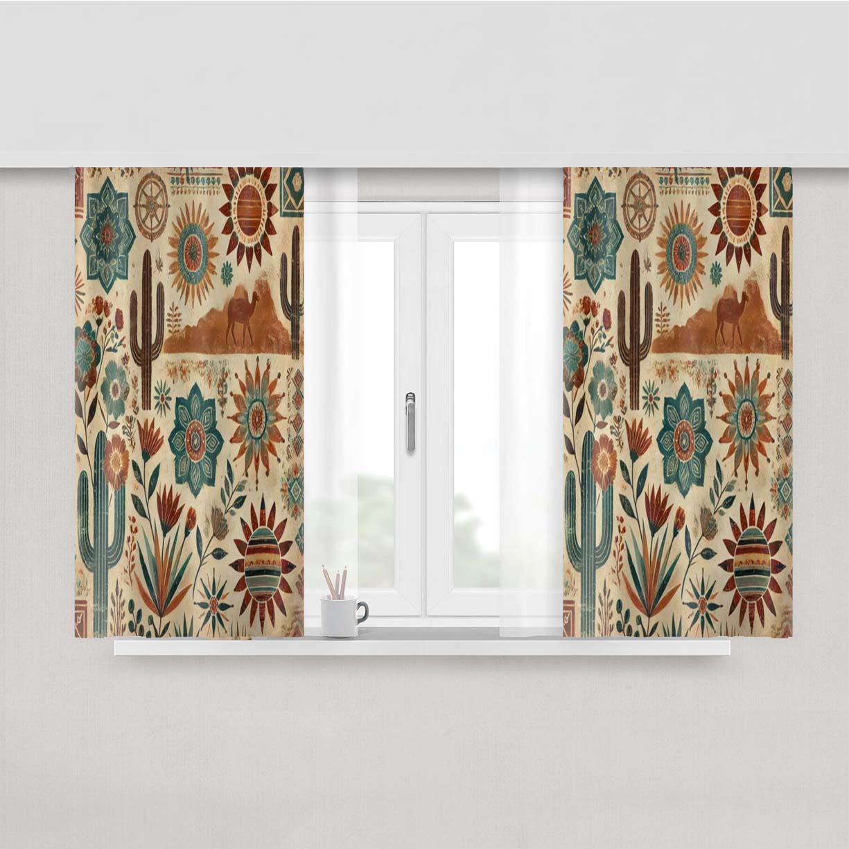 Bohemian Desert Peach Skin Window Curtains