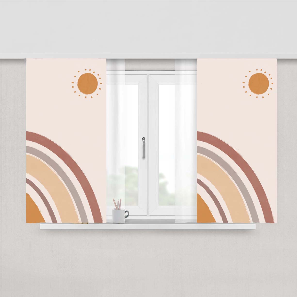 Boho Poster Peach Skin Window Curtains
