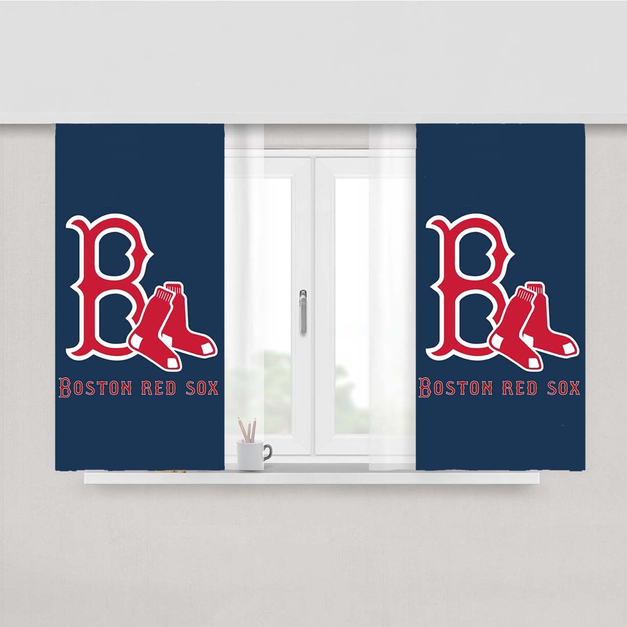 Boston Red Sox Baseball Peach Skin Window Curtains