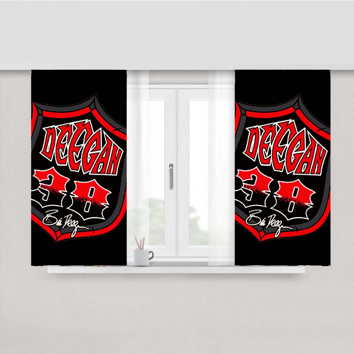 Brian Deegan Logo Metal Peach Skin Window Curtains