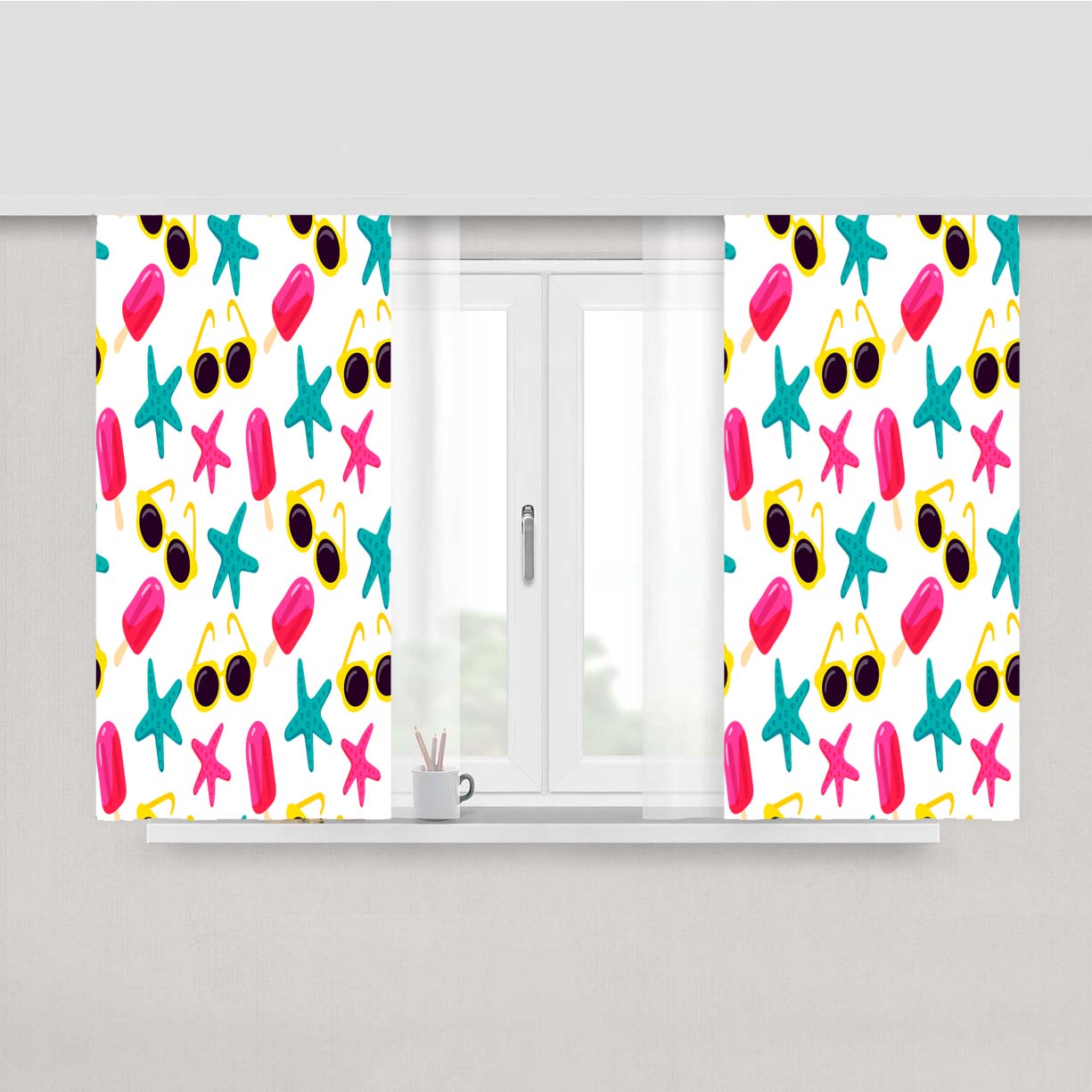 Bright Summer Patterns 04 Peach Skin Window Curtains