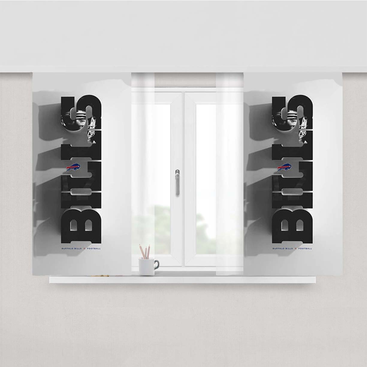Buffalo Bills Emblem Peach Skin Window Curtains
