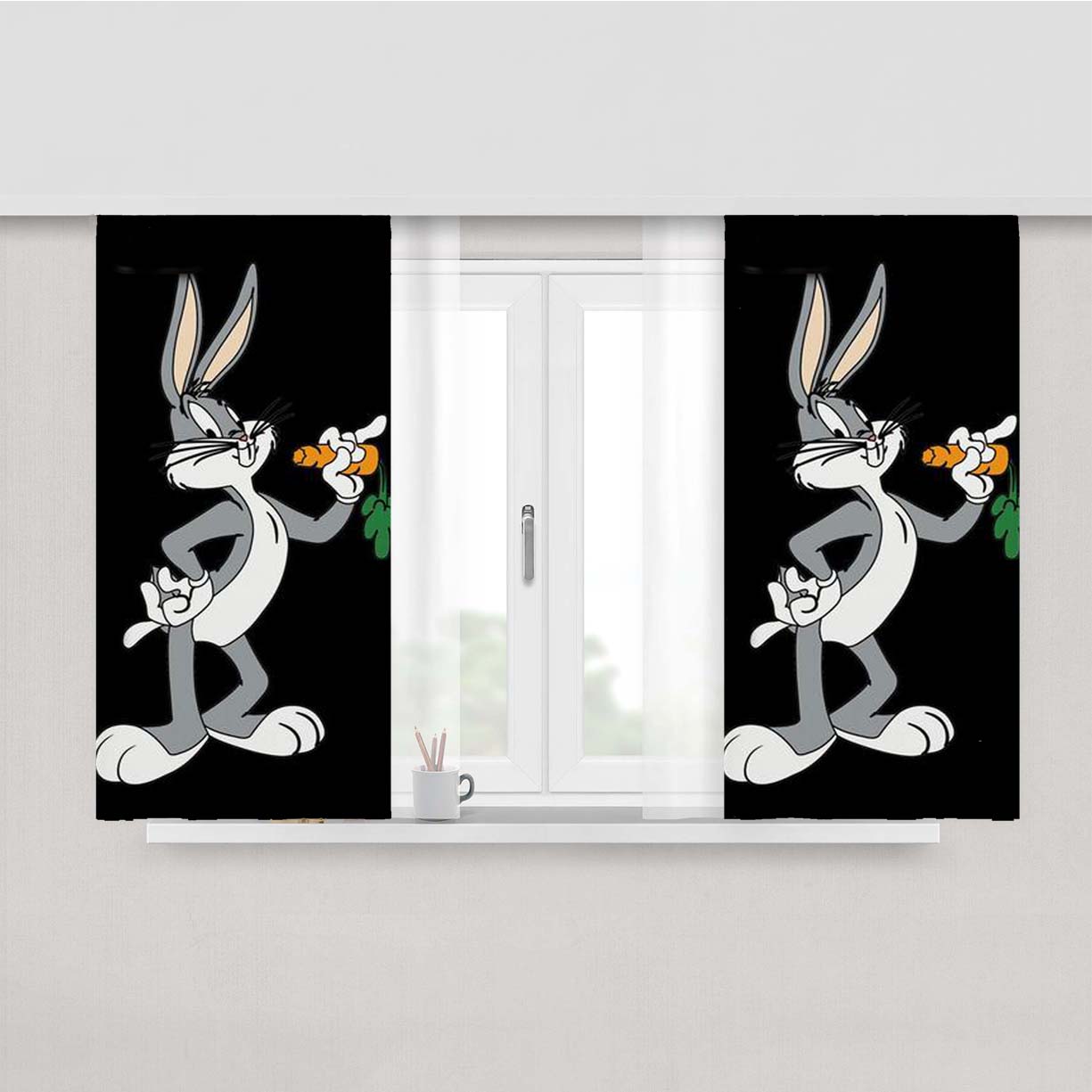 Bugs Bunny Looney Tunes Cartoon Funny Peach Skin Window Curtains