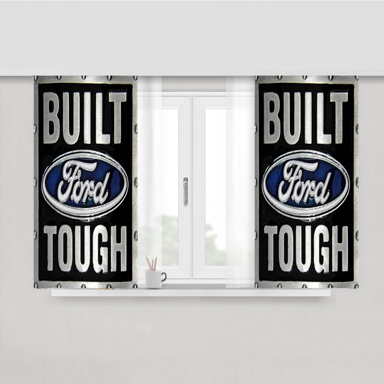 Built Ford Tough Diesel Peach Skin Window Curtains