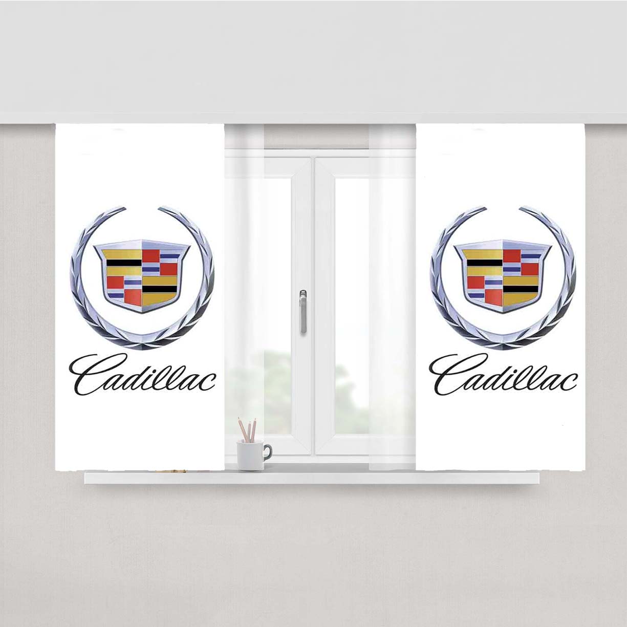 Cadillac Logo Peach Skin Window Curtains