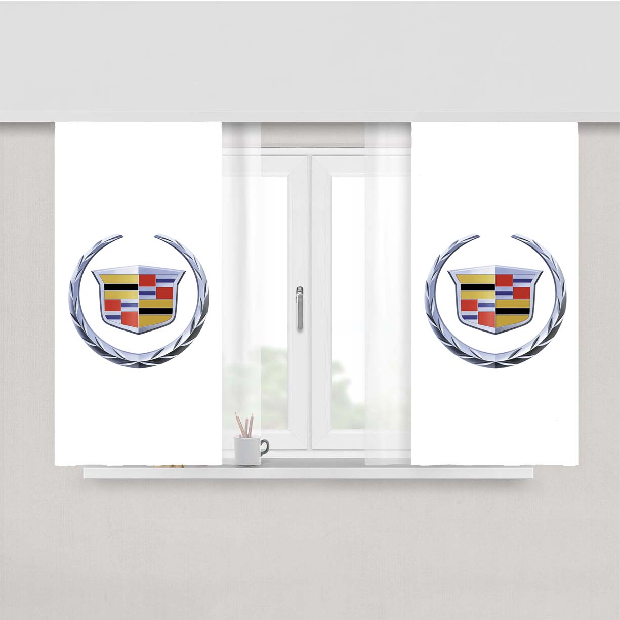 Cadillac Logo White Peach Skin Window Curtains