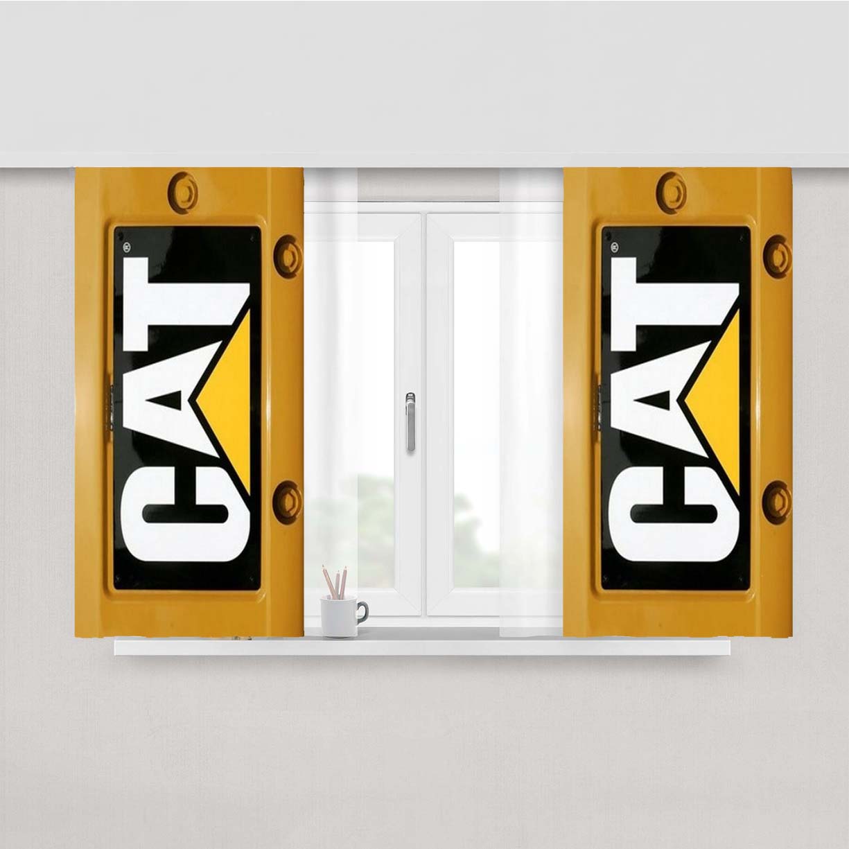 Cat Caterpillar Peach Skin Window Curtains
