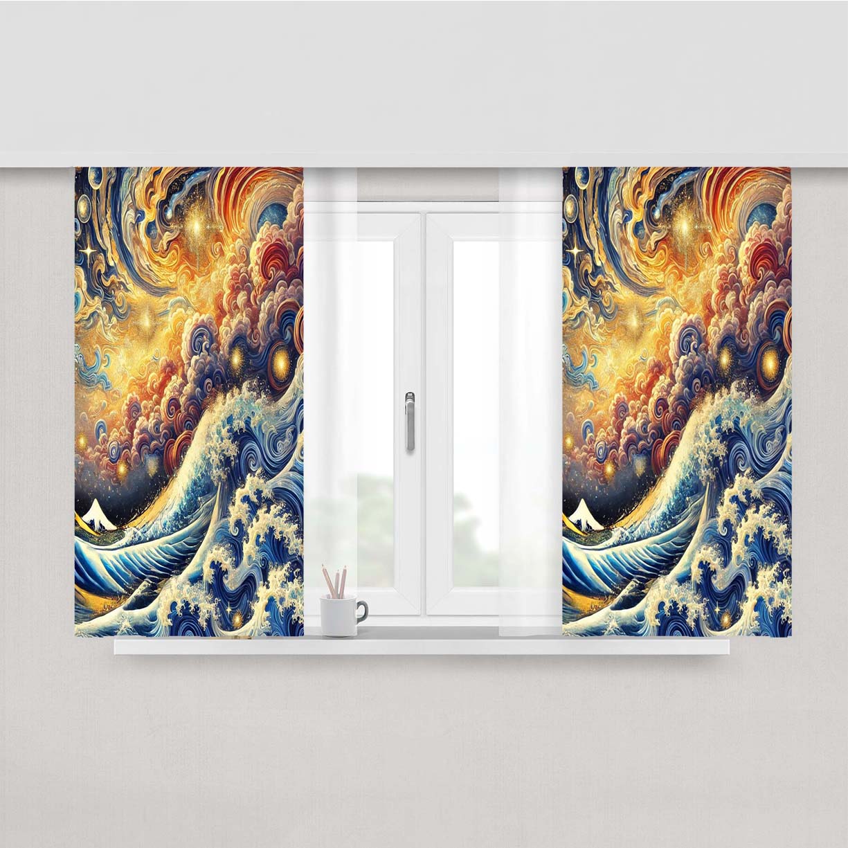 Celestial Wave Peach Skin Window Curtains