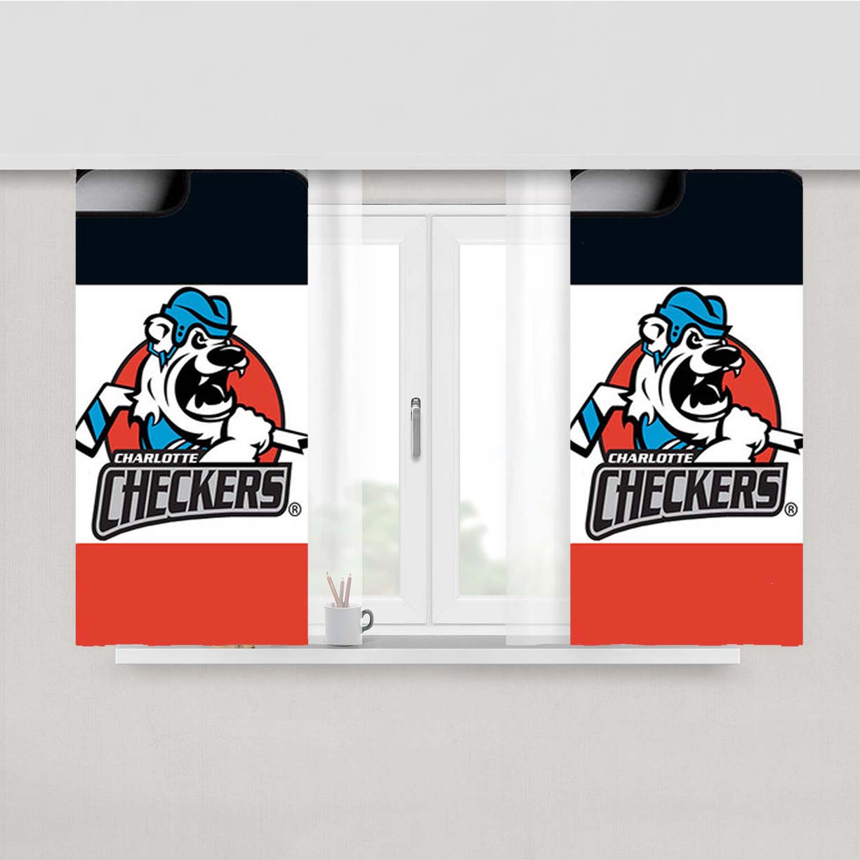 Charlotte Checkers Peach Skin Window Curtains