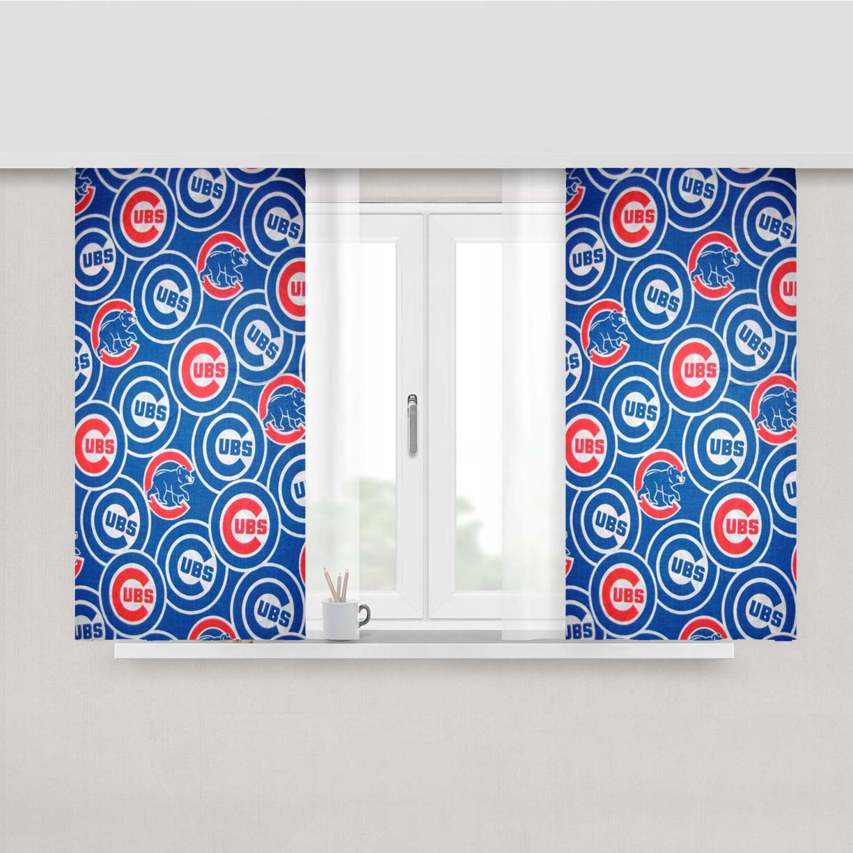 Chicago Cubs Full Pattern Peach Skin Window Curtains