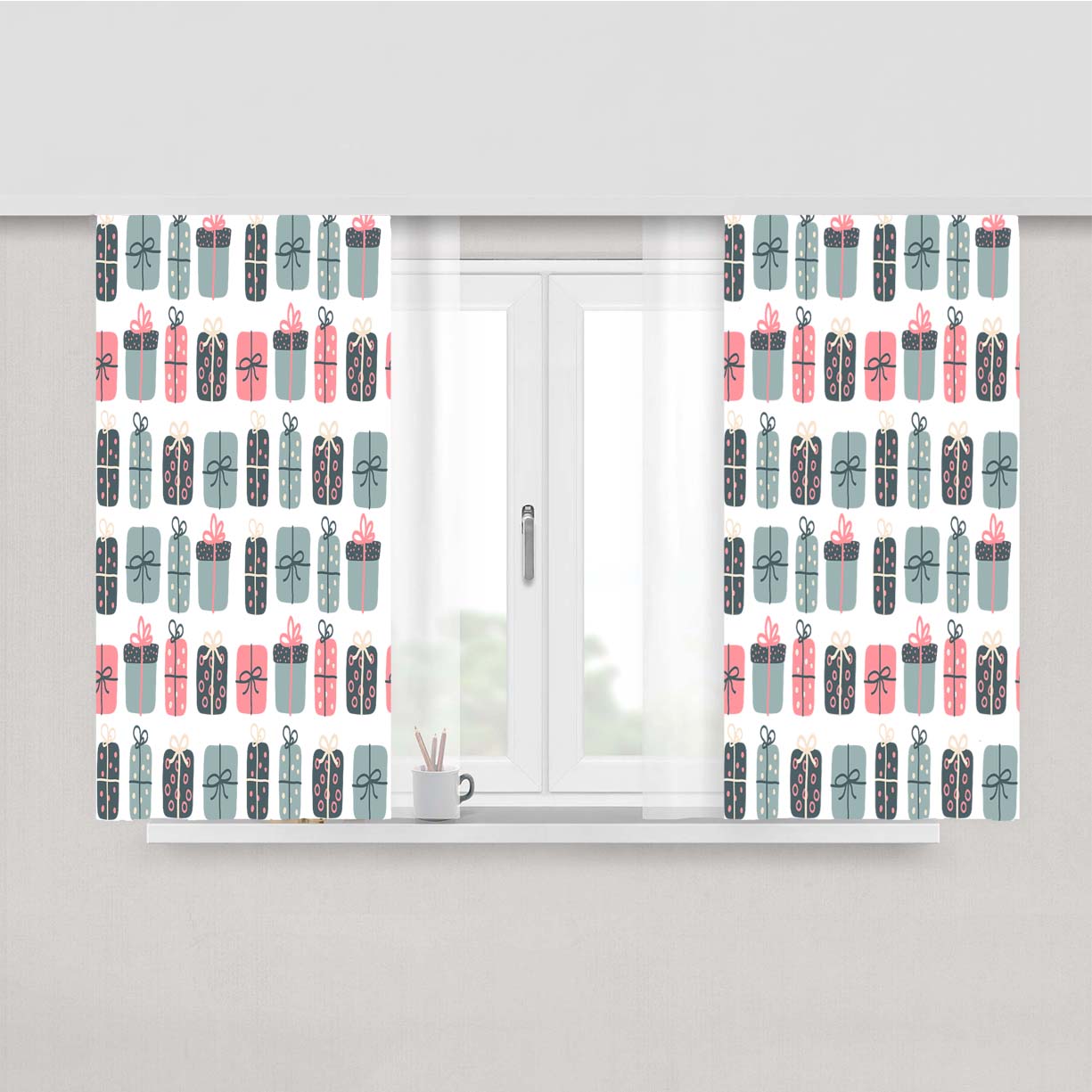 Christmas Patterns Set 02 Peach Skin Window Curtains