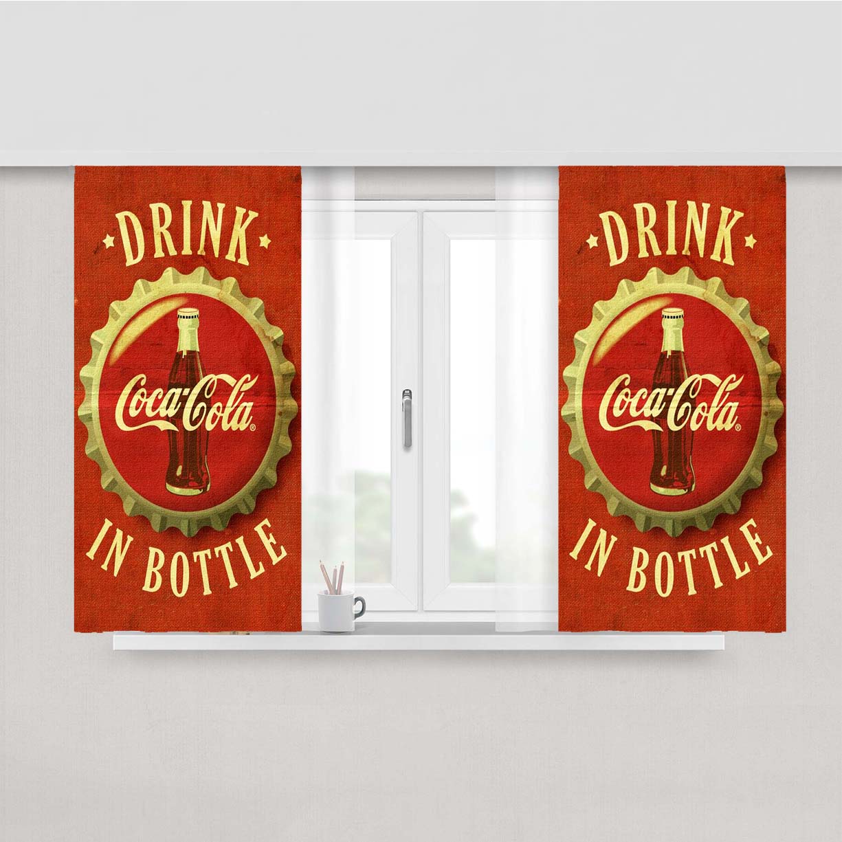 Coca Cola Vintage Peach Skin Window Curtains