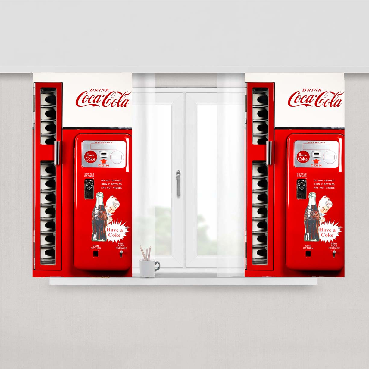 Cocacola Machine Peach Skin Window Curtains