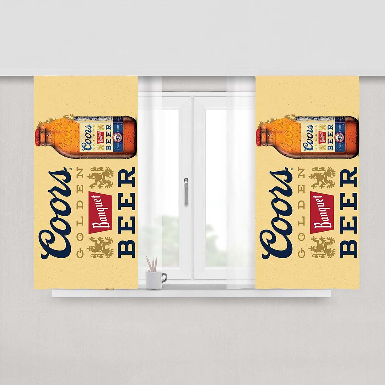 Coors Golden Banquet Beer Peach Skin Window Curtains
