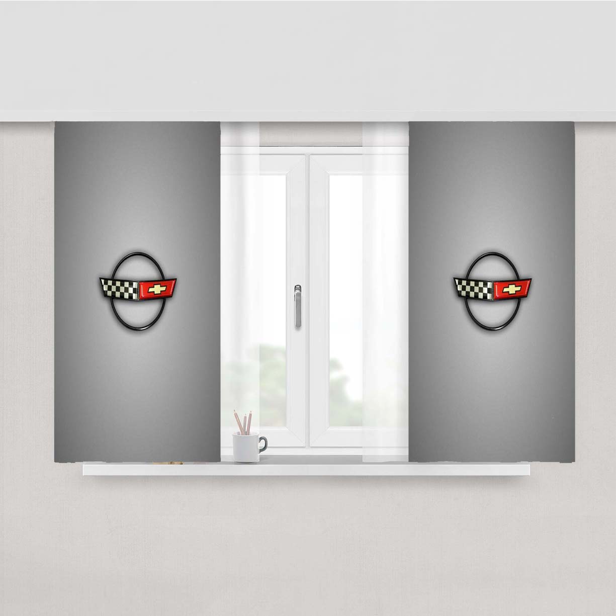 Corvette C4 Flag Peach Skin Window Curtains