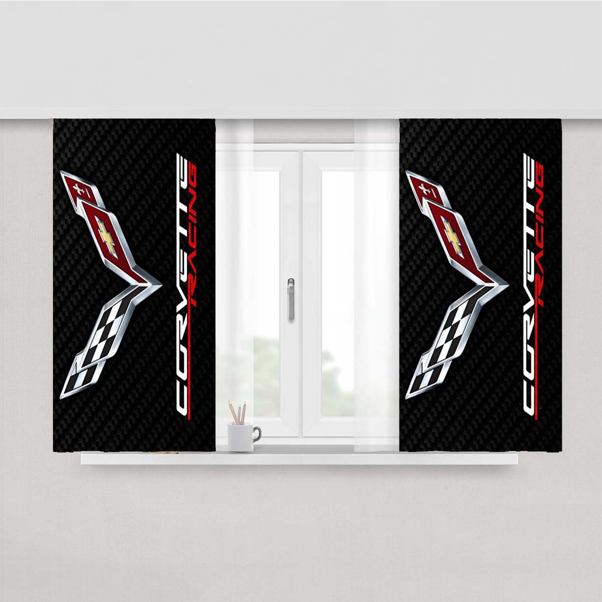 Corvette Carbon Peach Skin Window Curtains