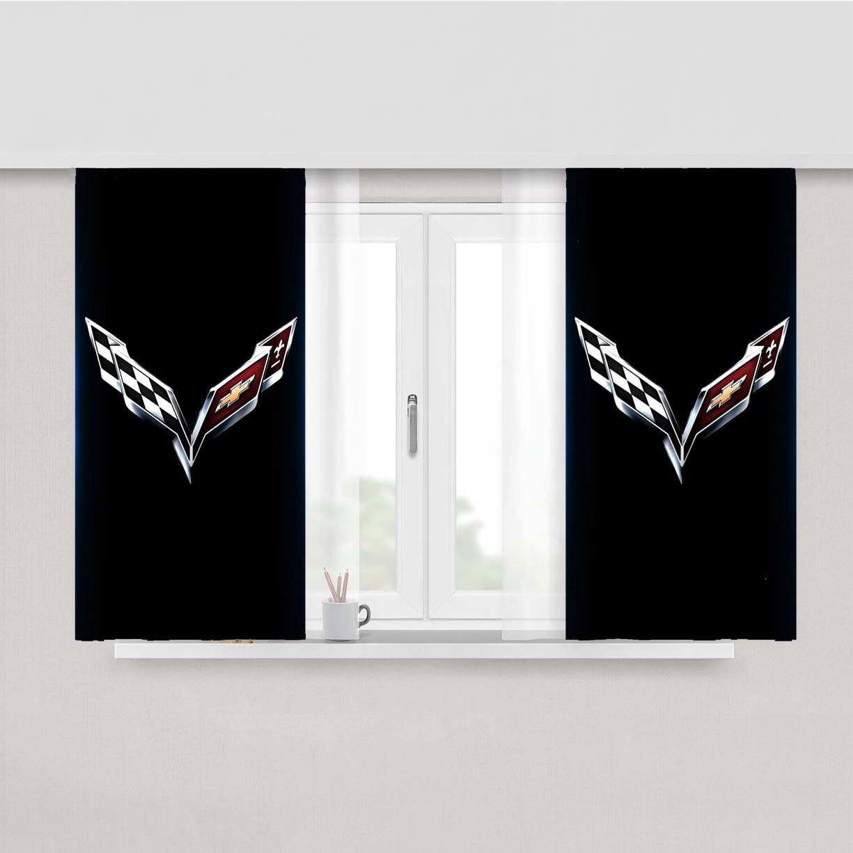 Corvette Racing Wallpaper Peach Skin Window Curtains