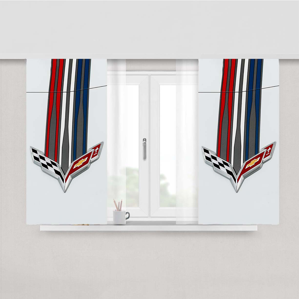 Corvette White Peach Skin Window Curtains