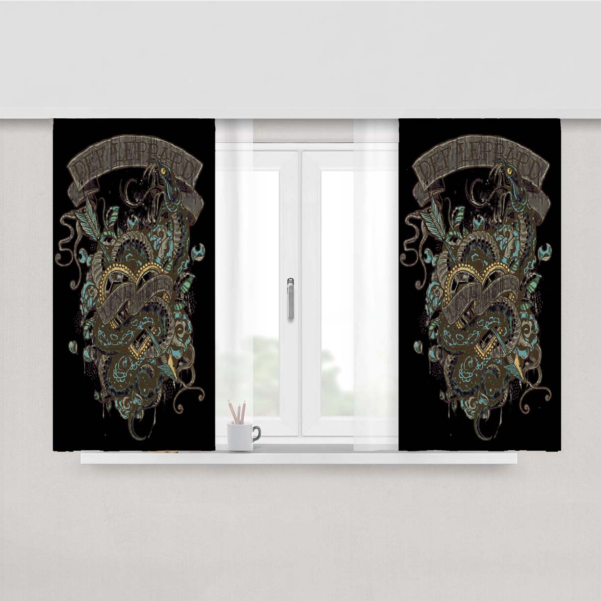 Def Leppard Logo Peach Skin Window Curtains