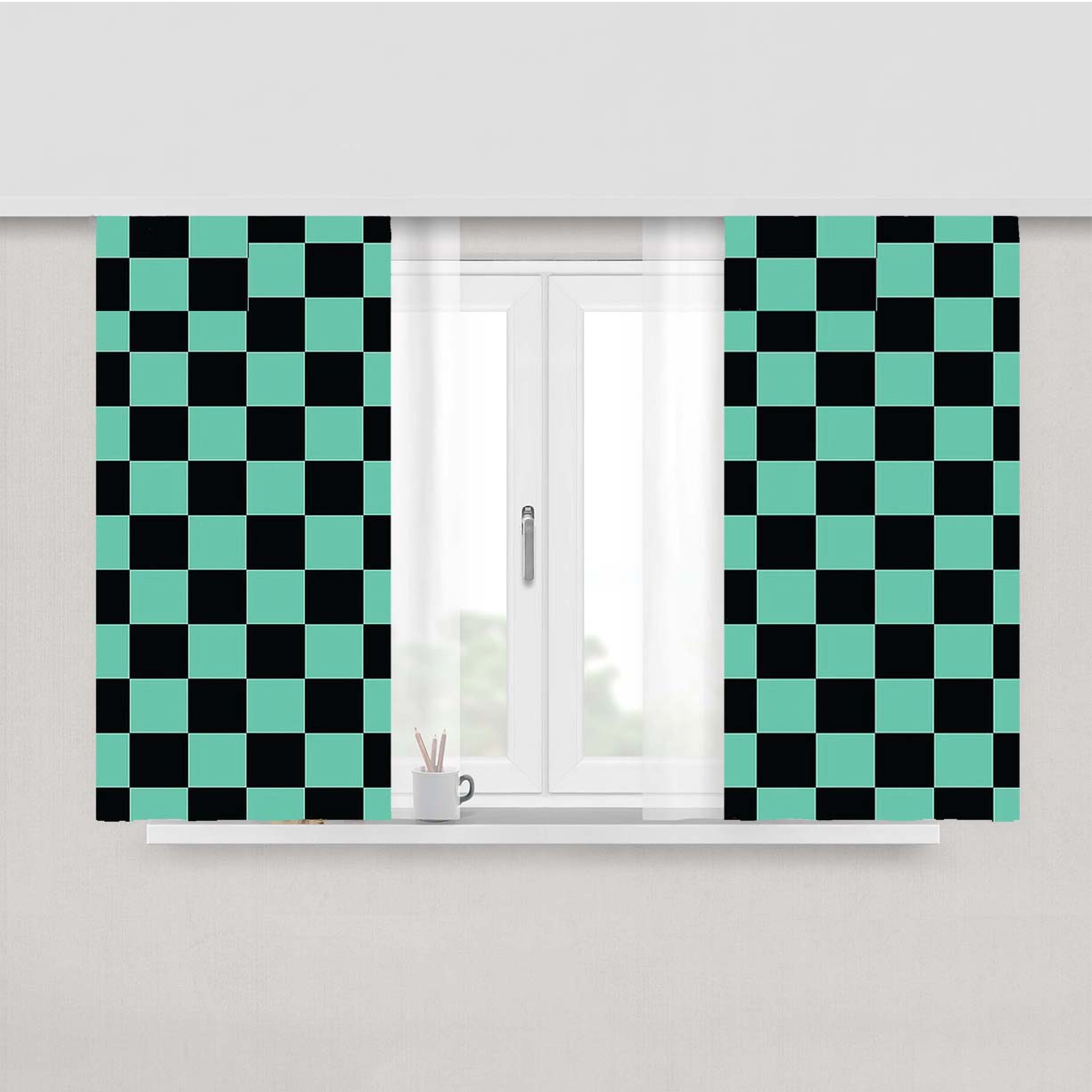 Demon Slayer Tanjiro Kamado Pattern Peach Skin Window Curtains