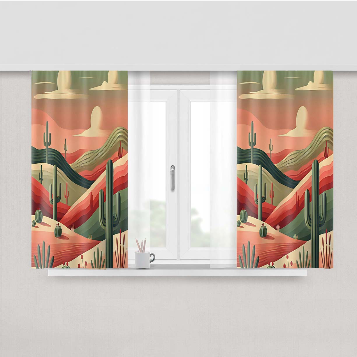 Desert Vibes Peach Skin Window Curtains
