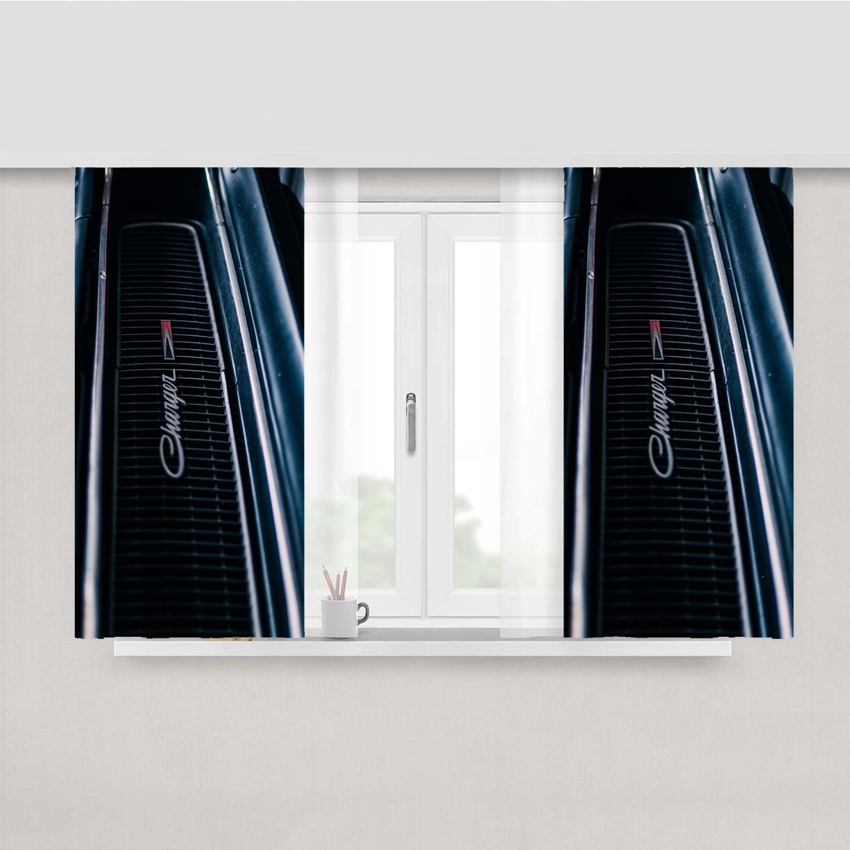 Dodge Charger Car Wallpaper Peach Skin Window Curtains