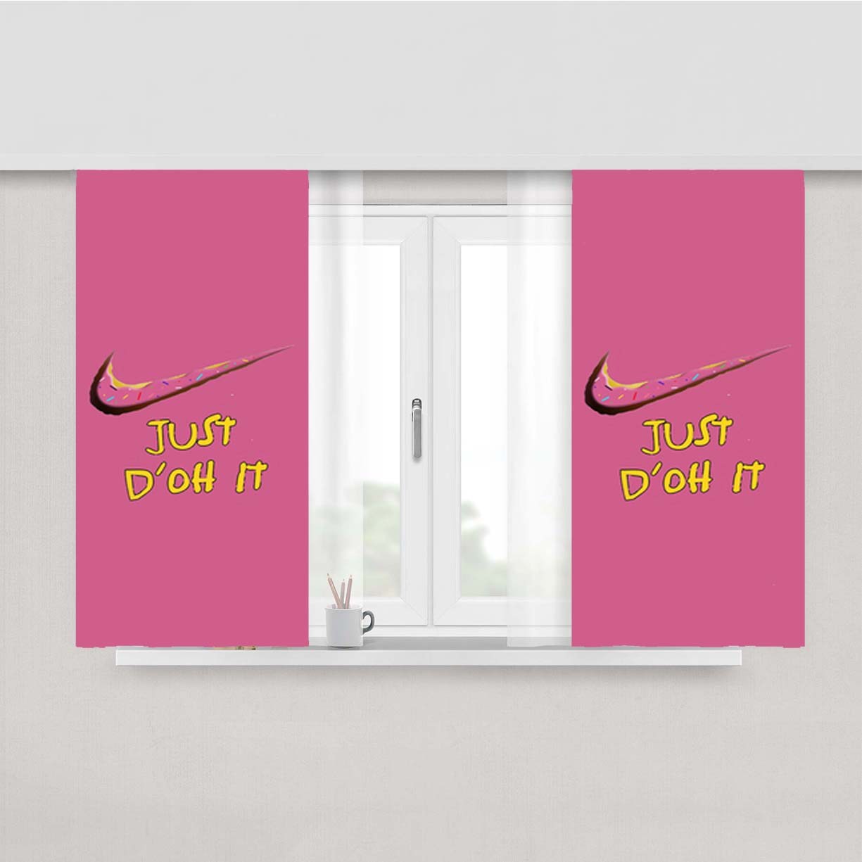 Donut Nike Just D'Oh It Peach Skin Window Curtains
