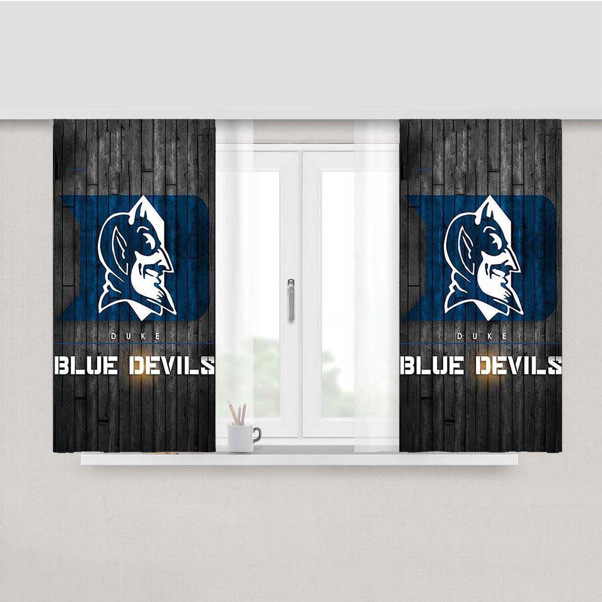Duke Blue Devils Logos Peach Skin Window Curtains