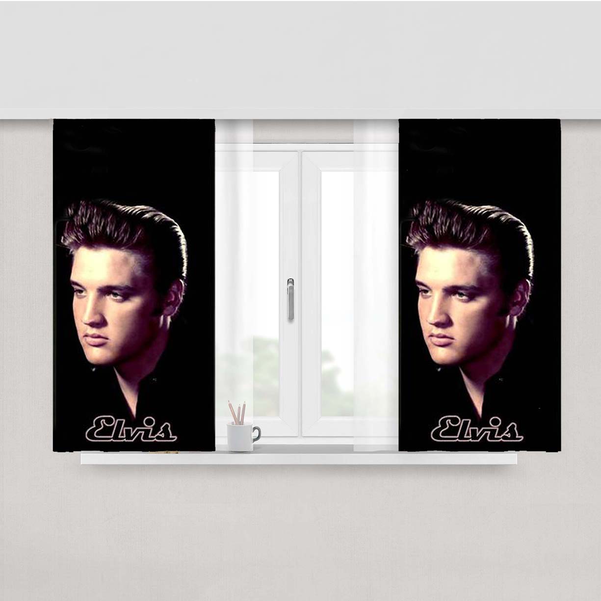 Elvis Presley King Peach Skin Window Curtains