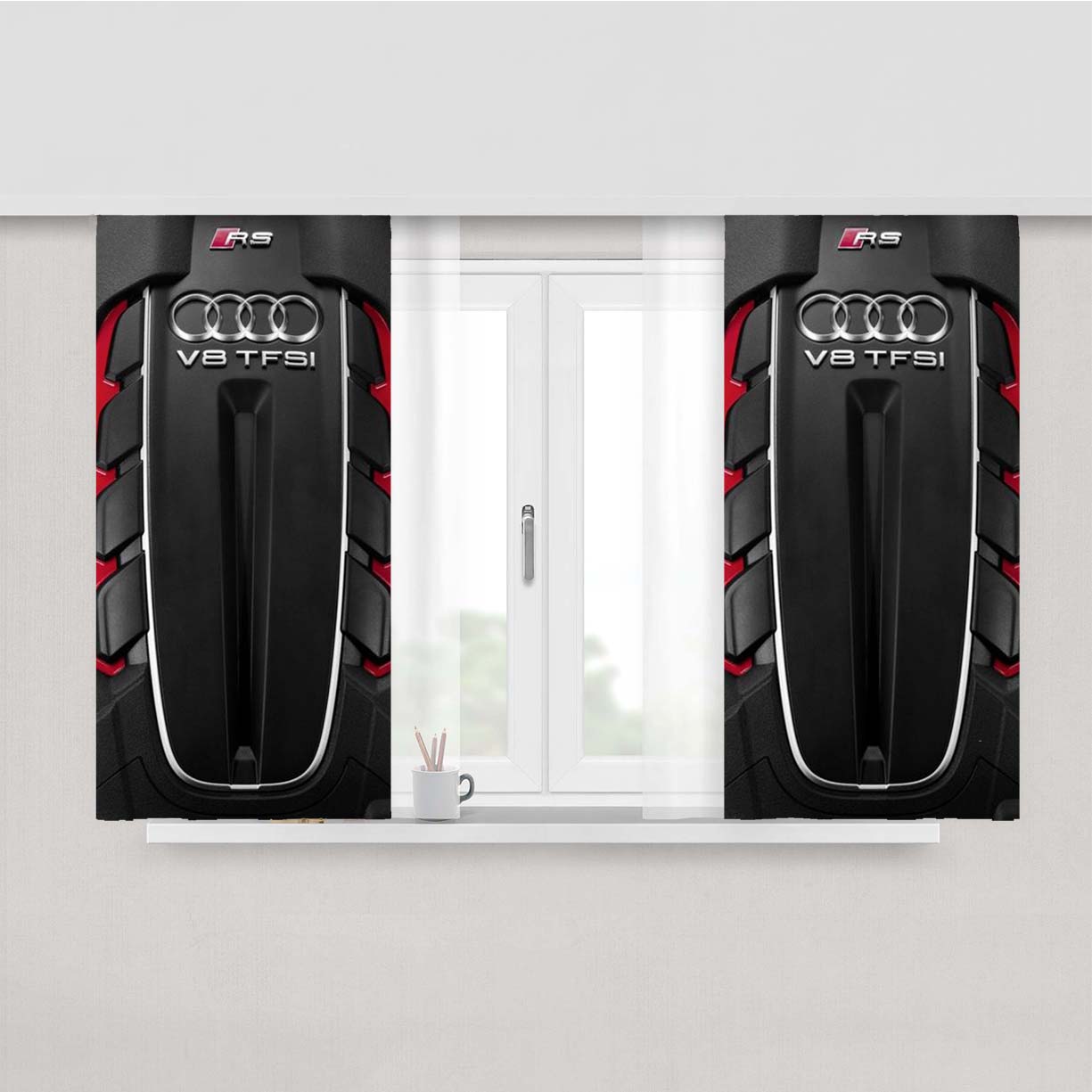 Engine V8 Tfsi Rs Audi Peach Skin Window Curtains