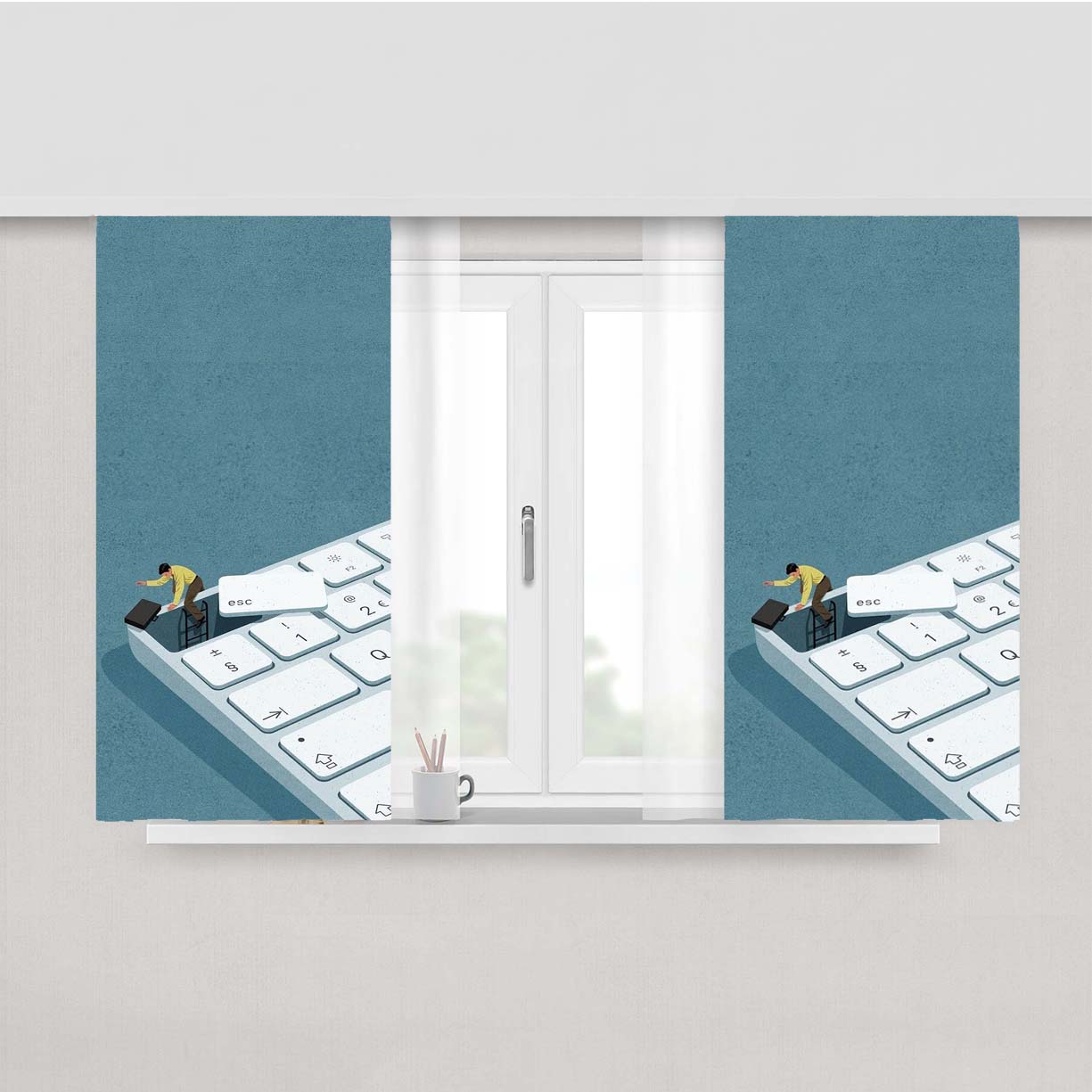 Escape Is Not The End Peach Skin Window Curtains