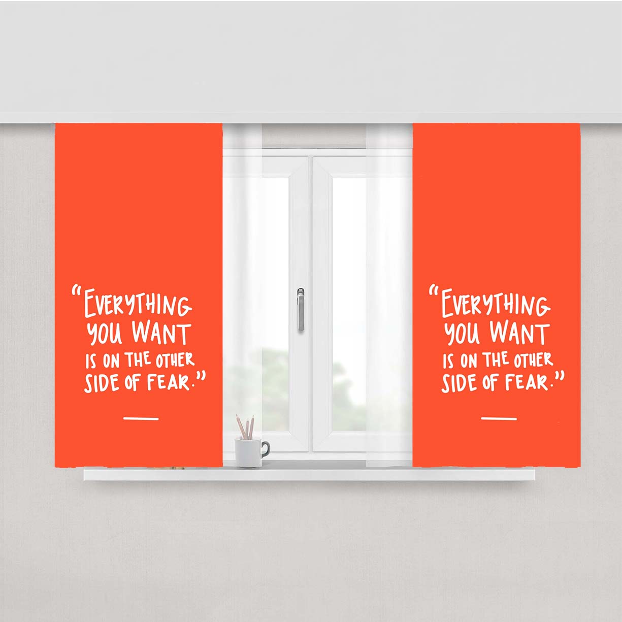Everything You Want Is On The Other Side Of Fear Peach Skin Window Curtains