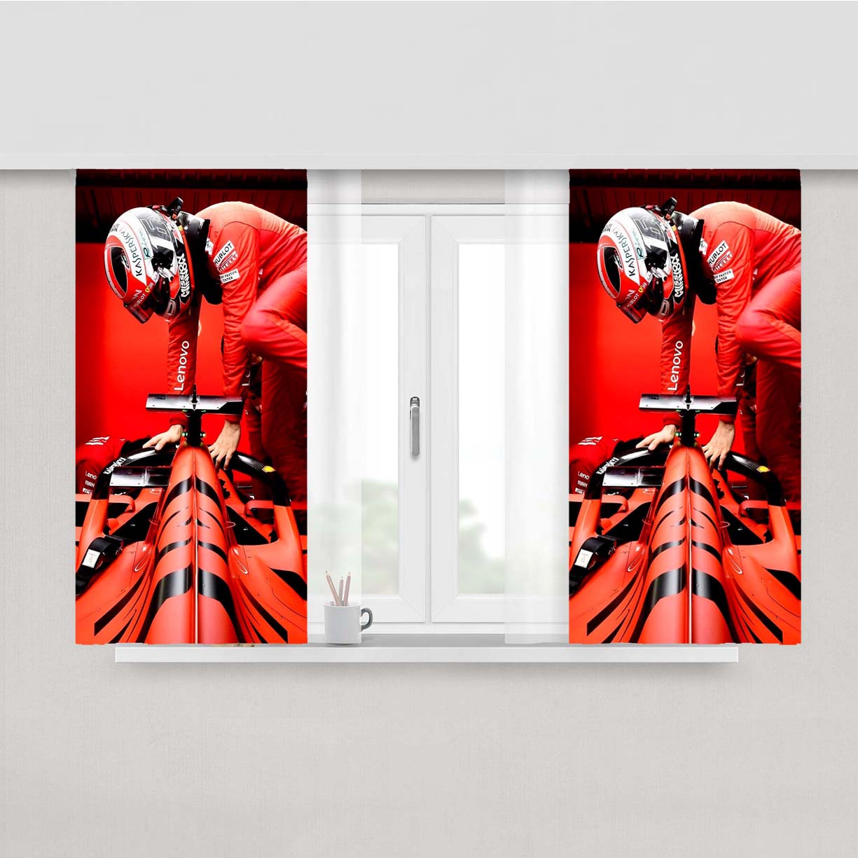Ferrari F1 Scuderia Peach Skin Window Curtains