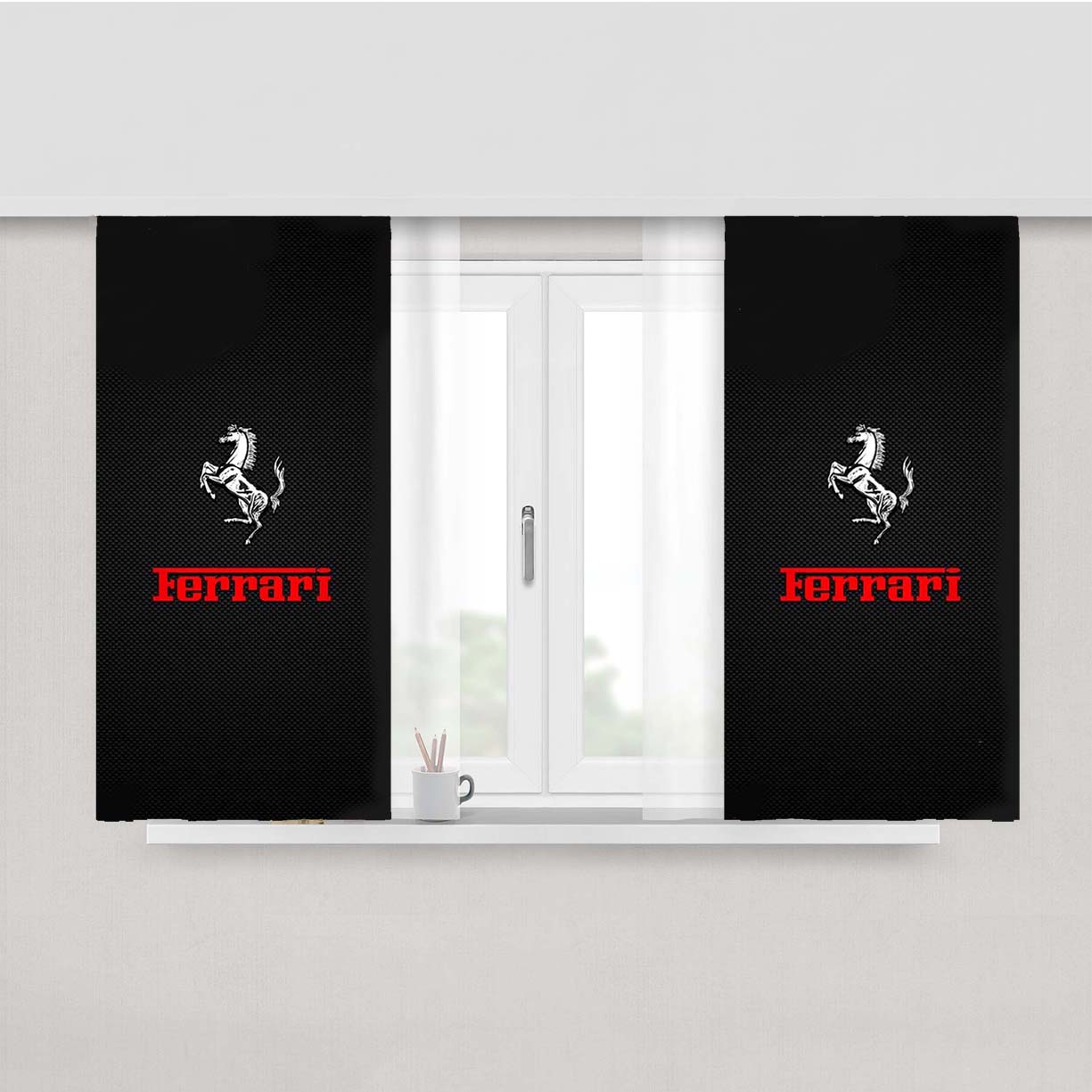 Ferrari Steering Wheel Peach Skin Window Curtains