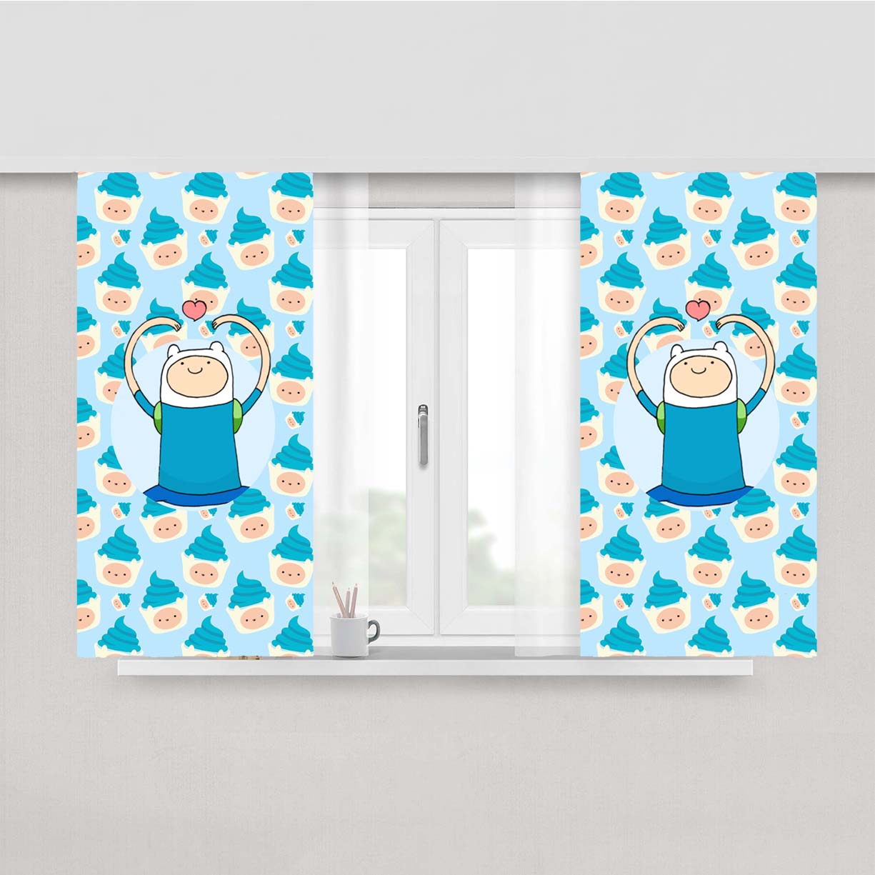 Finn Cake Pattern Peach Skin Window Curtains