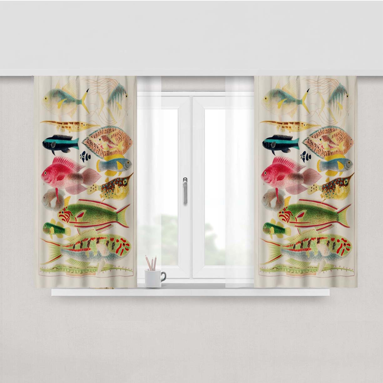 Fish Peach Skin Window Curtains