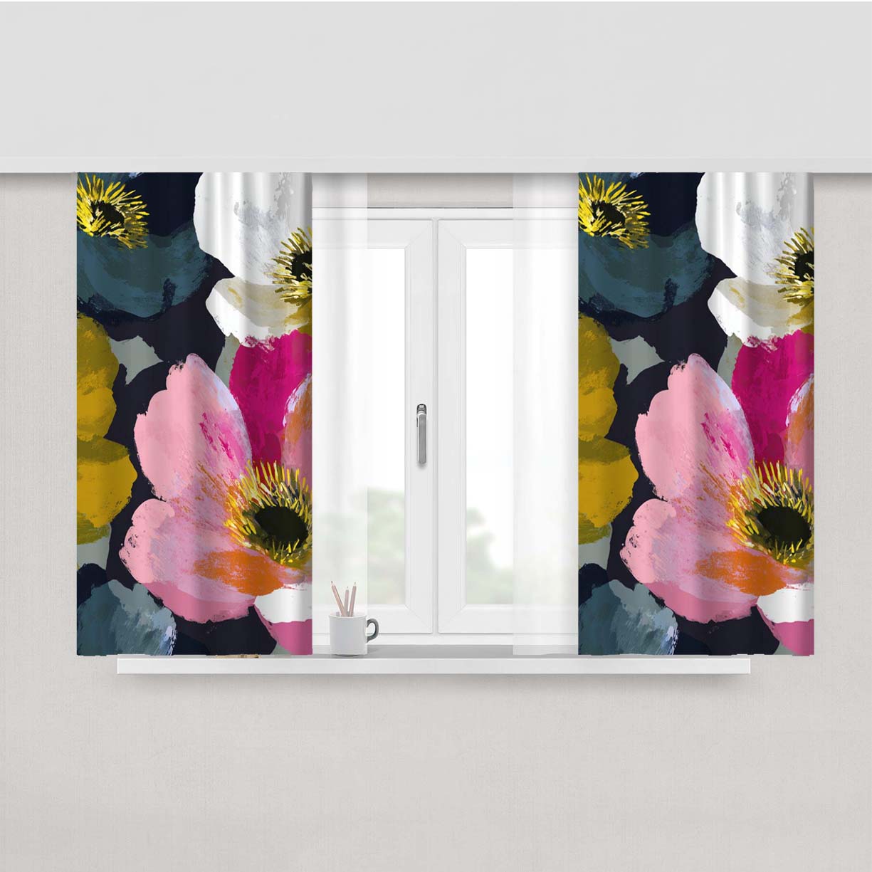 Floral Peach Skin Window Curtains