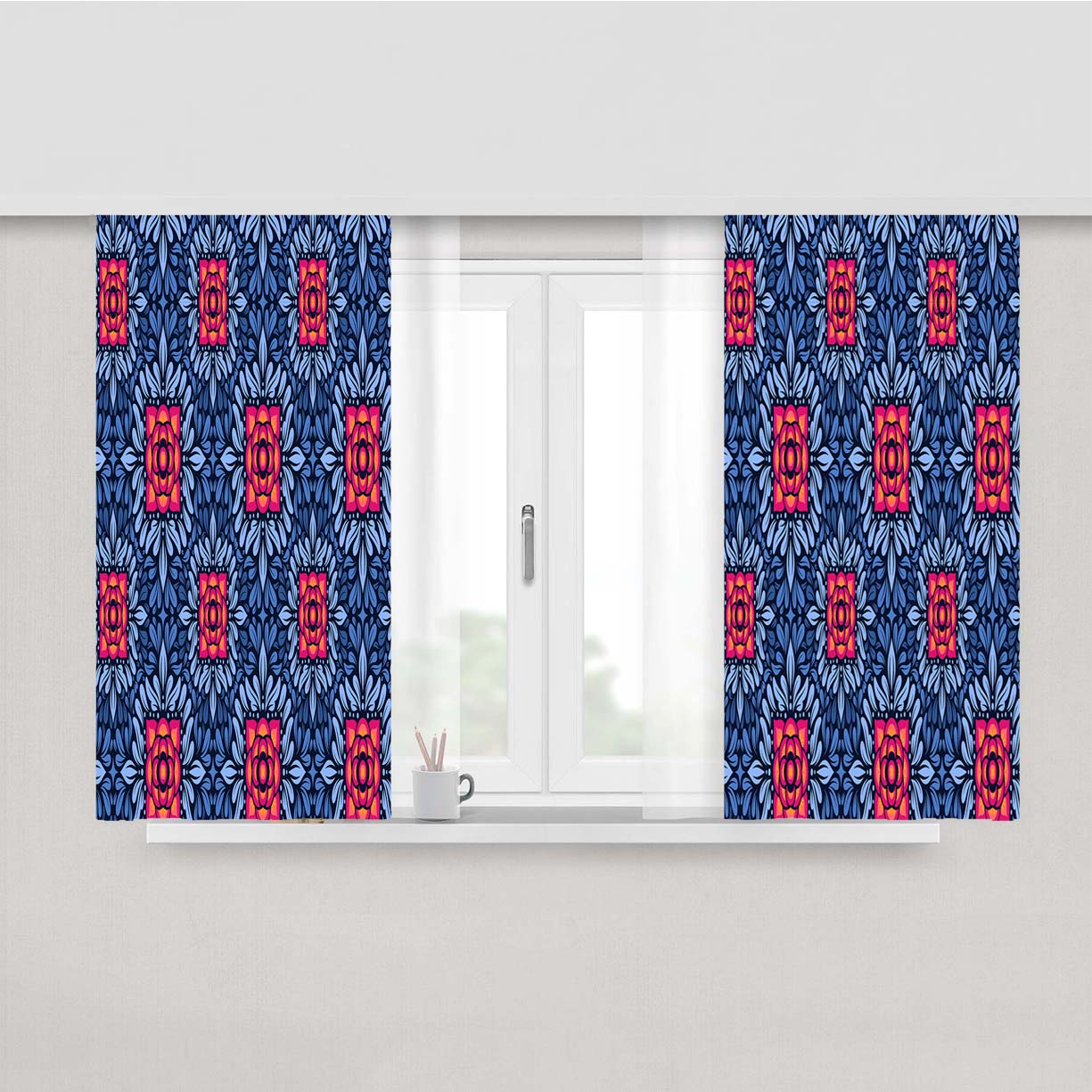 Floral Seamless Patterm Peach Skin Window Curtains