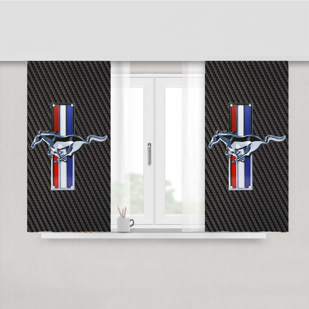 Ford Mustang Carbon Fiber Peach Skin Window Curtains