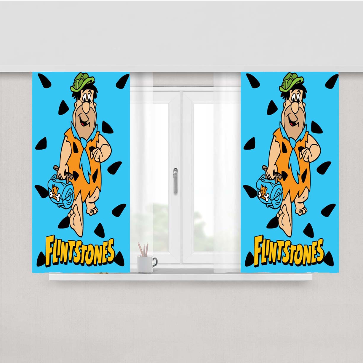 Fred Flintstone Pattern Peach Skin Window Curtains