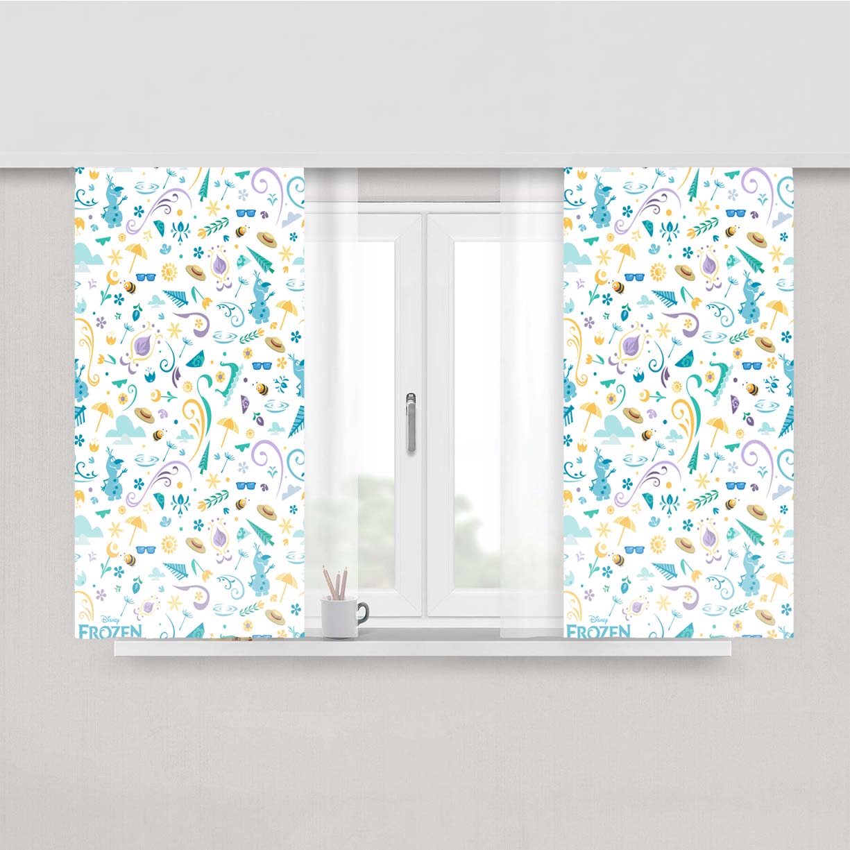 Frozen Pattern Peach Skin Window Curtains