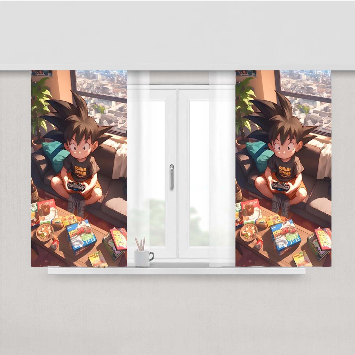 Gaming Goku Vibes Peach Skin Window Curtains