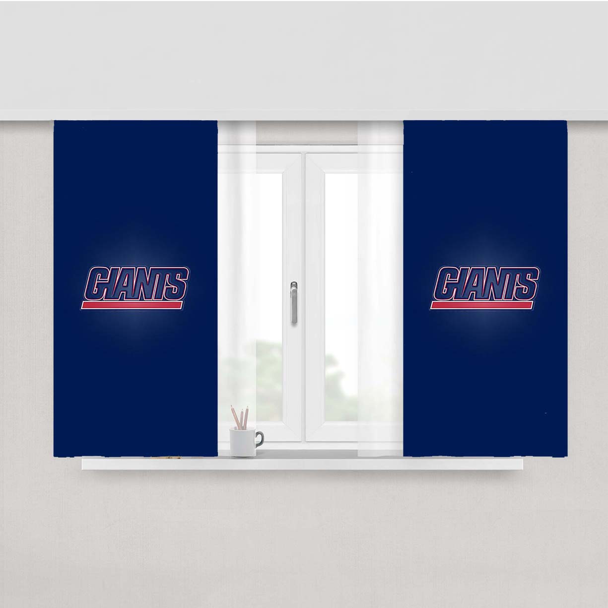 Giants New York Logo Blue Peach Skin Window Curtains