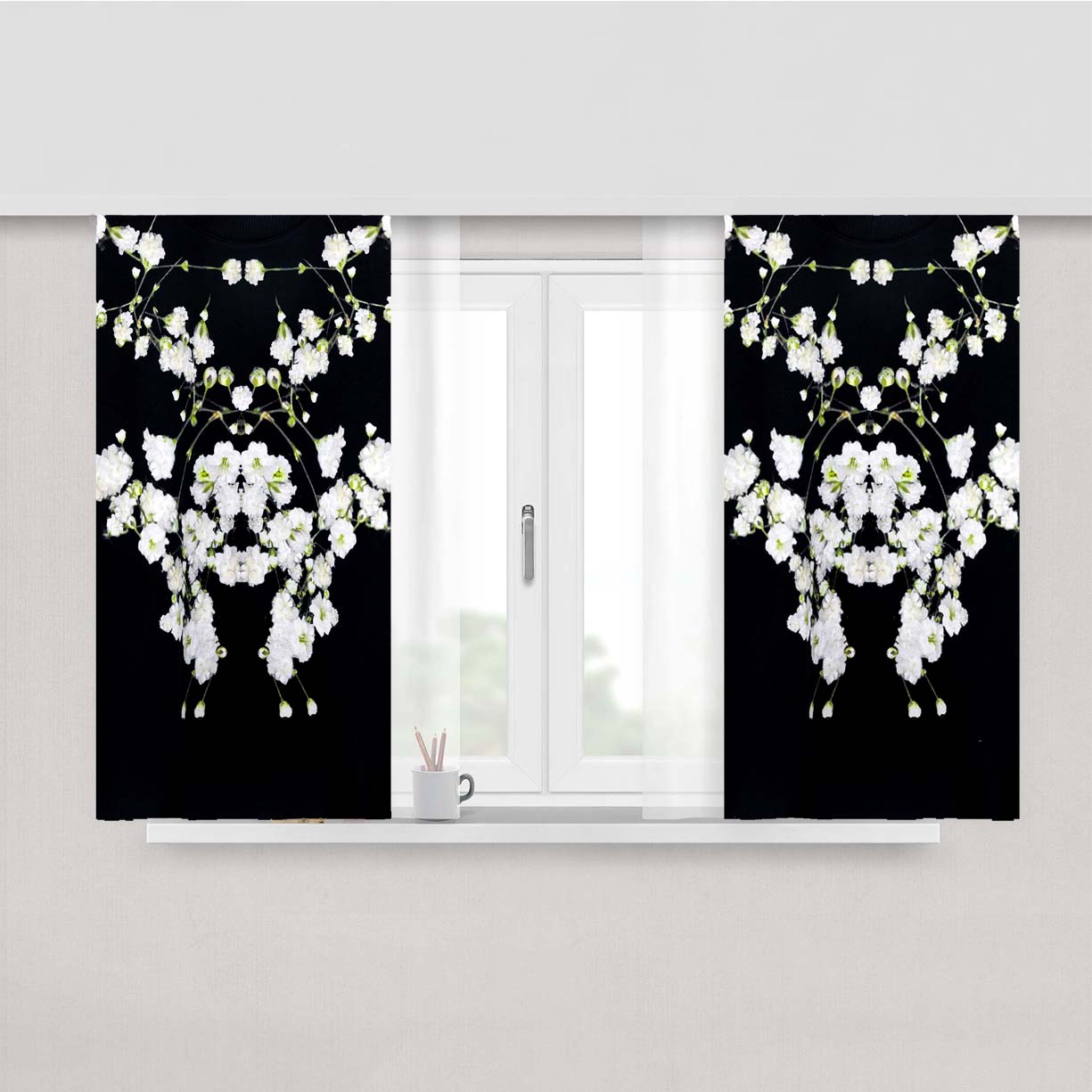Givenchy Baby Breath Gypsophila Floral Peach Skin Window Curtains