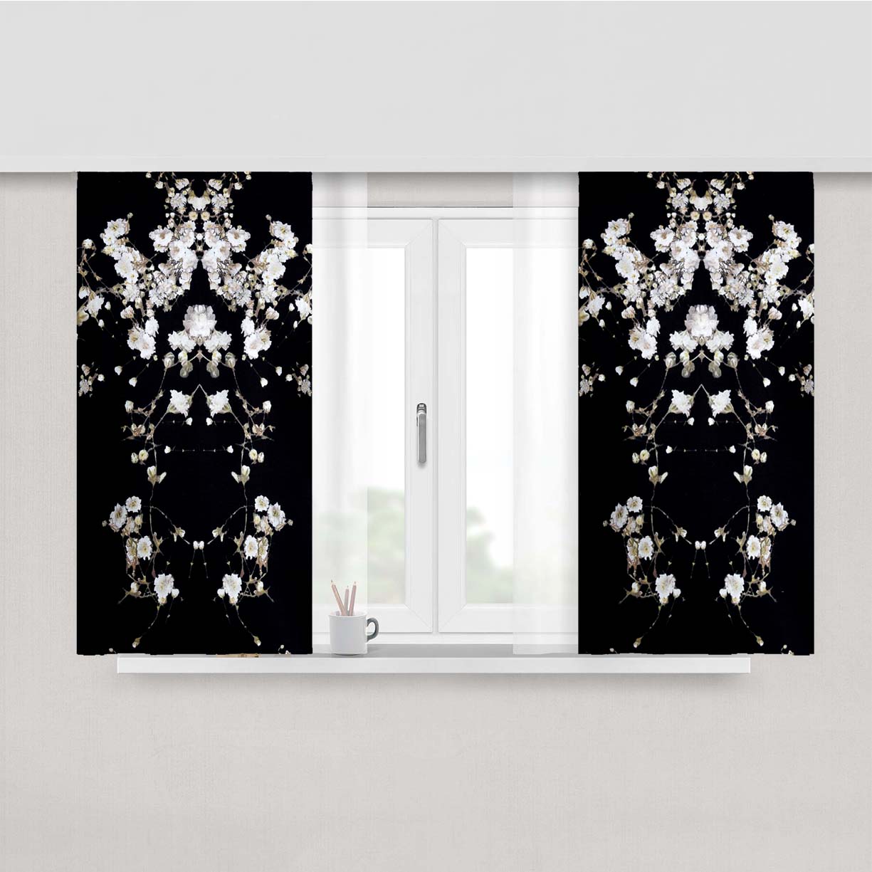 Givenchy Floral Gypsophila Peach Skin Window Curtains